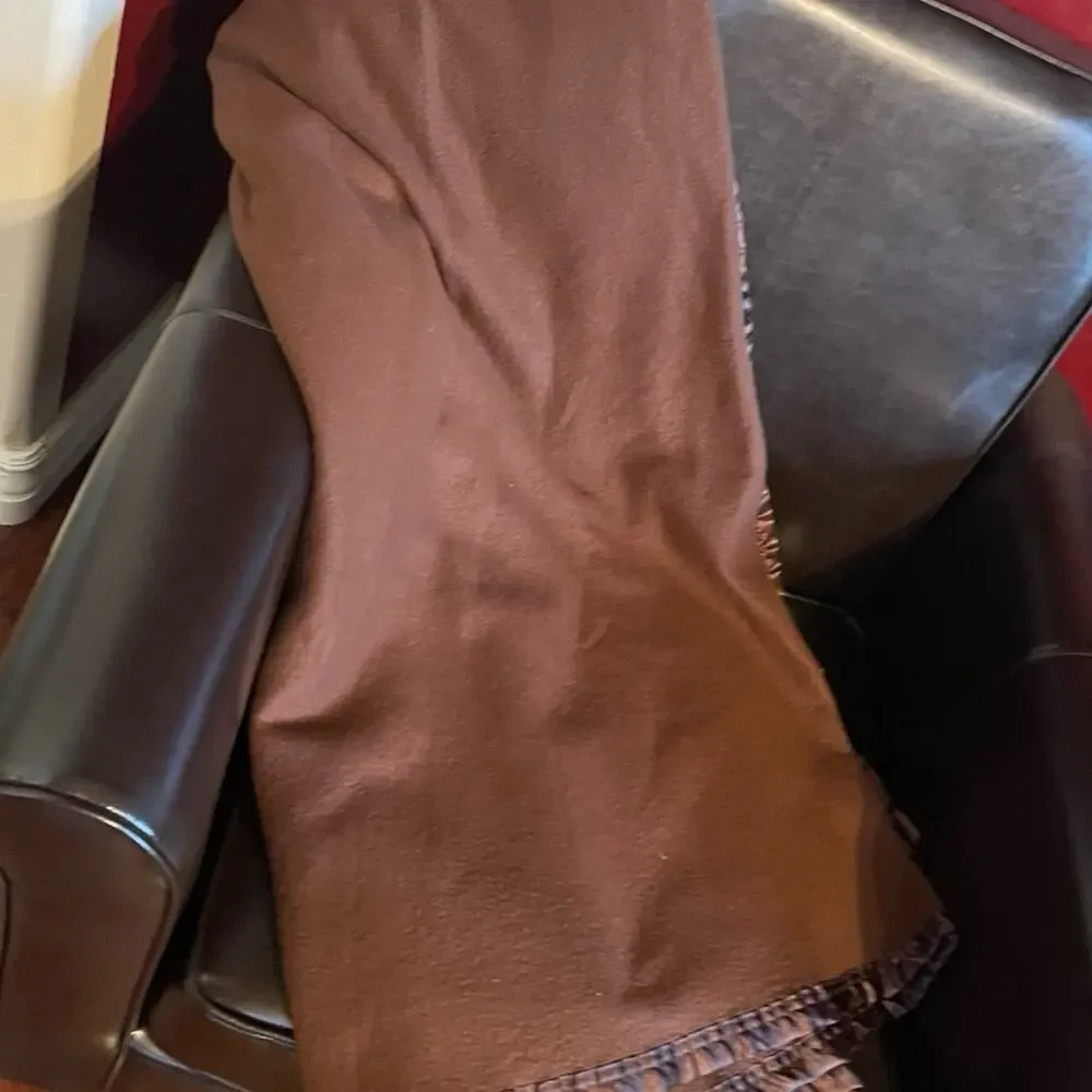 Vintage satin trim blanket dark brown